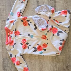 12 Month Carter Floral Onesie Footed Pajama Rose